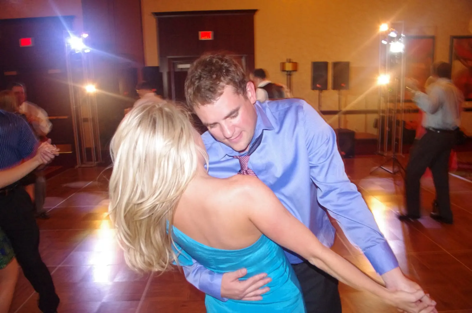 A couple dancing at a wedding reception
